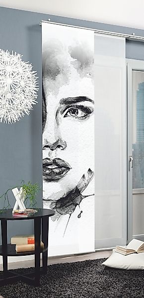 HOME WOHNIDEEN Schiebegardine FACE RIGHT, Klettband günstig online kaufen
