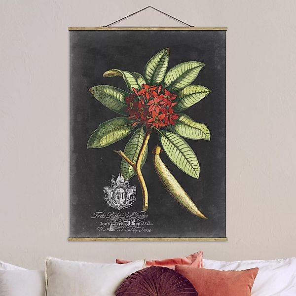 Stoffbild Blumen mit Posterleisten - Hochformat Vintage Royales Blattwerk a günstig online kaufen