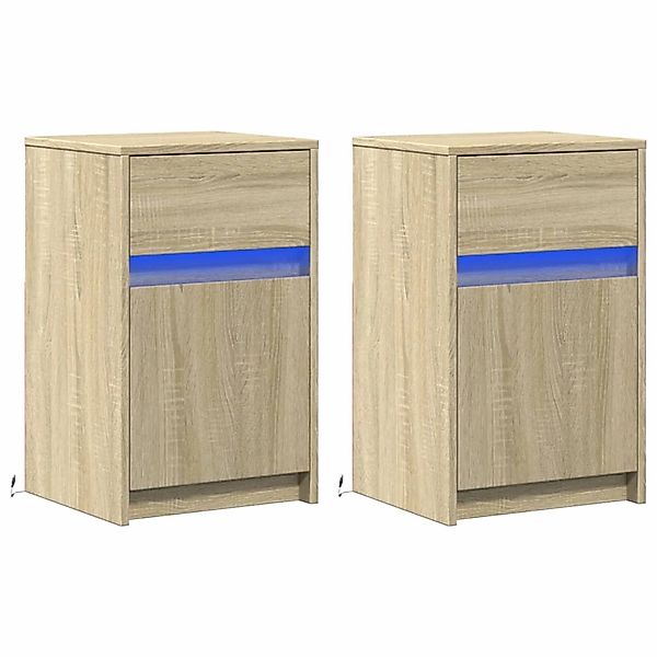 vidaXL Nachttische mit LED-Leuchten 2 Stk, Sonoma Eiche Holzwerkstoff 85200 günstig online kaufen