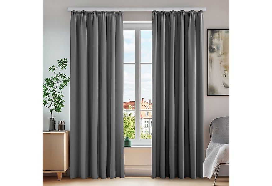 Deconovo Verdunkelungsvorhang Gardinen mit Kräuselband Vorhänge Wohnzimmer günstig online kaufen