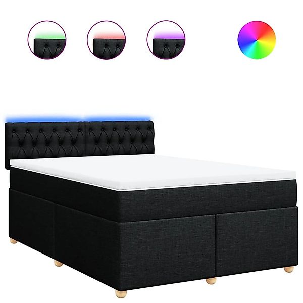 vidaXL Boxspringbett mit Matratze Schwarz 140x200 cm Stoff 3289012 günstig online kaufen