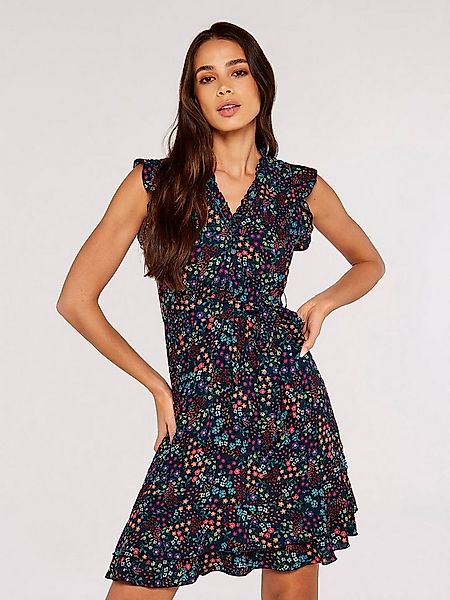 Apricot Druckkleid Florales Rüschenkleid (2-tlg) mit Rüschen günstig online kaufen