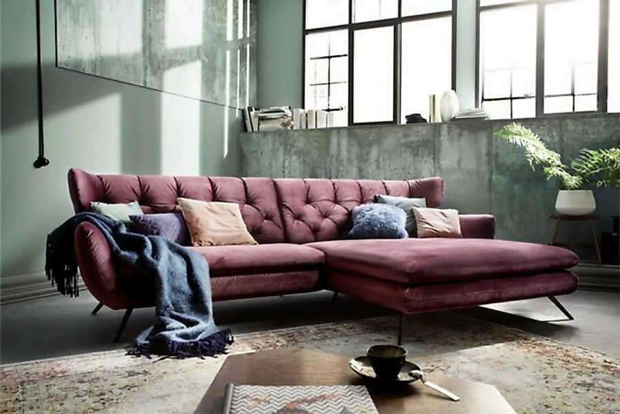 KAWOLA Ecksofa CHARME, Sofa, Longchair links od. rechts, Velvet purple günstig online kaufen