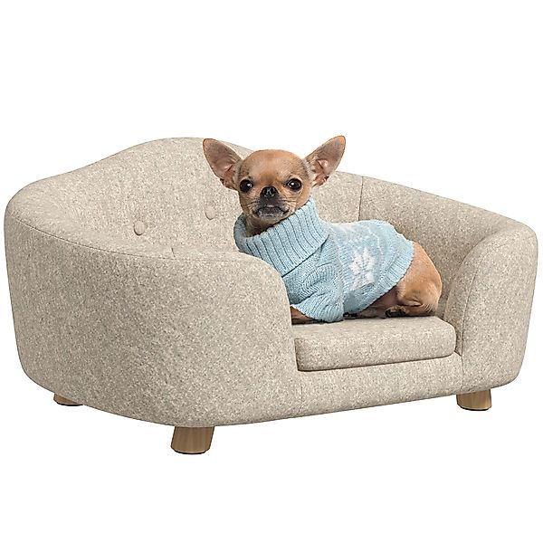 PawHut Tierbett Hundebett Hundesofa mit Kissen, Plüsch, Cremeweiß 70 x 47 x günstig online kaufen