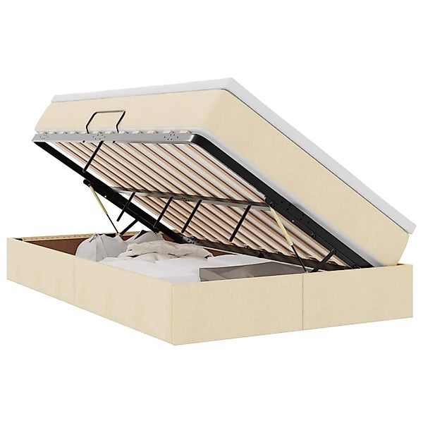 vidaXL Stauraumbett mit Matratze Creme 120 x 200 cm Polyester 3370222 günstig online kaufen