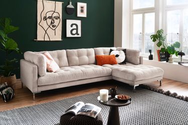 Trends by HG Ecksofa "Landau L-Form" in Cord-Stoff mit Metallfuß günstig online kaufen