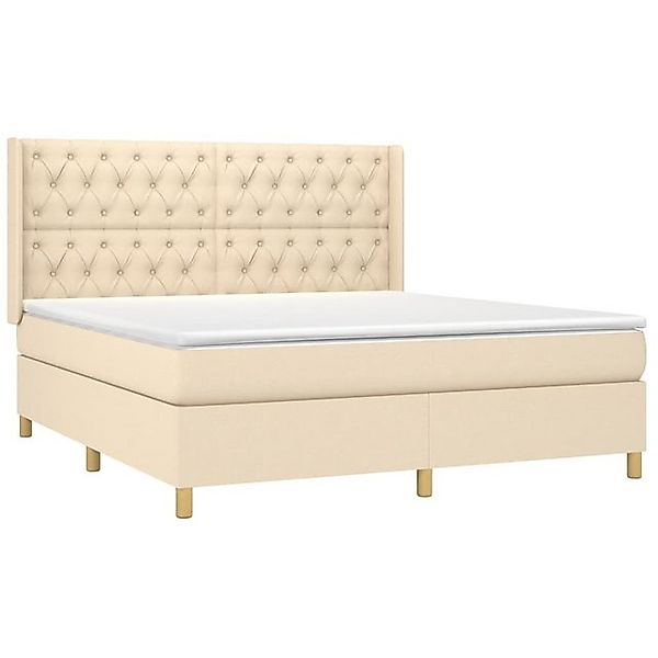 vidaXL Bett Boxspringbett mit Matratze & LED Creme 160x200 cm Stoff günstig online kaufen