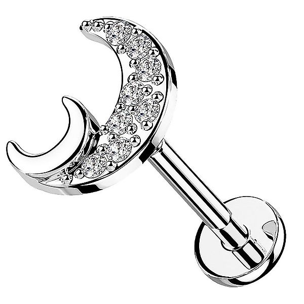 Taffstyle Piercing-Set Labret Piercing flache Rückseite Zirkonia Halbmond G günstig online kaufen