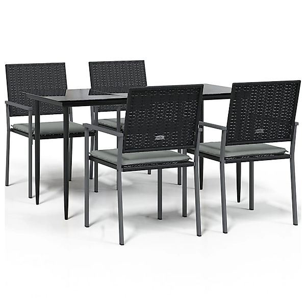 vidaXL 5-Tlg Garten-Essgruppe mit Kissen Poly Rattan und Stahl 3187005 günstig online kaufen