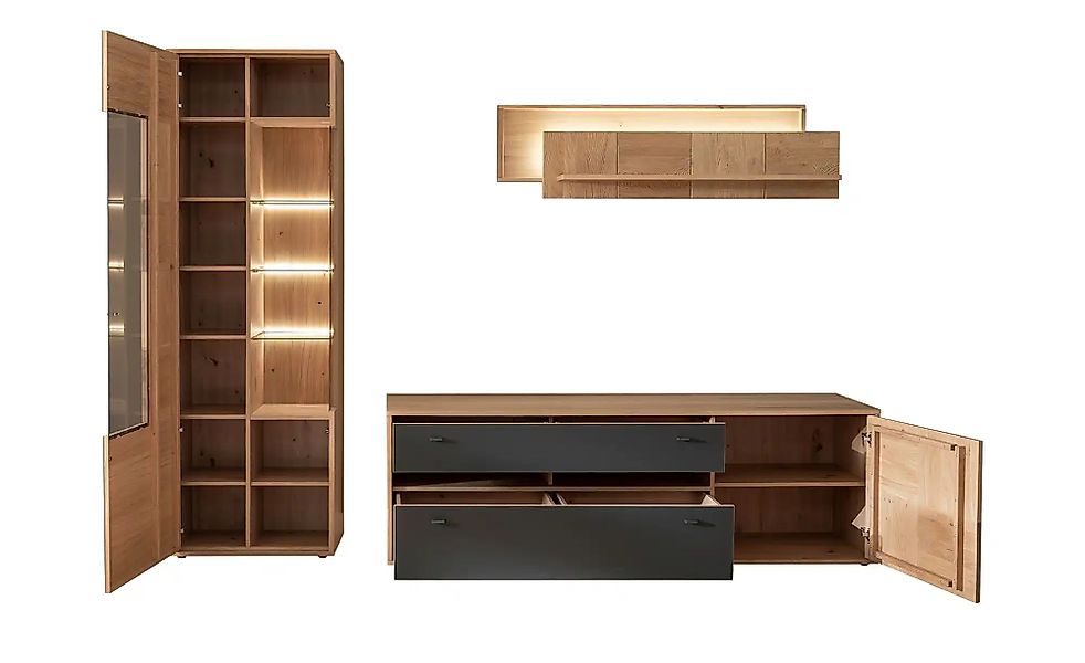 Wohnkombination  Lavia ¦ holzfarben ¦ Maße (cm): B: 328 H: 193 T: 50.0 Komm günstig online kaufen