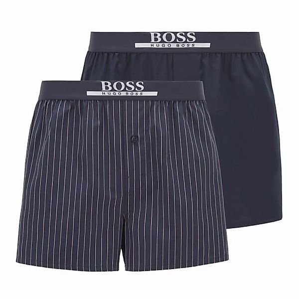 HUGO BOSS Herren Boxer Shorts, 2er Pack - Woven Boxer, Logobund Blau S günstig online kaufen