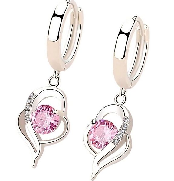 Tidy Paar Ohrhänger ZDADAN Ohrringe aus 925er Sterling Silber mit pinkem Kr günstig online kaufen