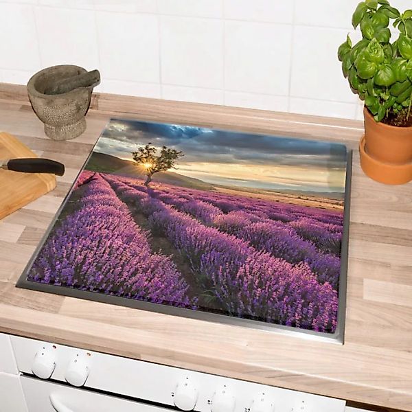 Wall-Art Herd-Abdeckplatte "Lavendel Blumen Sonnenaufgang", (1 tlg.) günstig online kaufen