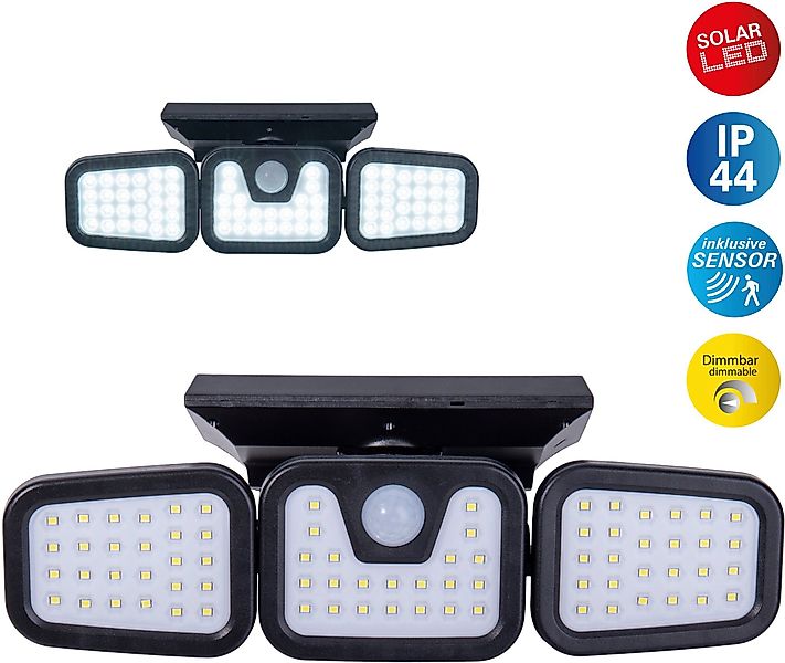 Näve LED-Solar-Außenwandleuchte Pacita Schwarz 11 cm x 23,8 cm x 13,5 cm günstig online kaufen