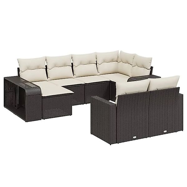 vidaXL 10-Tlg Garten-Sofagarnitur mit Kissen Schwarz Poly Rattan 3261286 günstig online kaufen