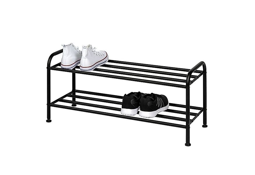 eluno Schuhregal für ca. 8 Paar Schuhe, 2 Ablagen, schwarz günstig online kaufen