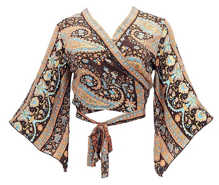 Guru-Shop Longbluse Kurztop, Boho Blusentop, Wickeltop, Wickelbluse.. alter günstig online kaufen