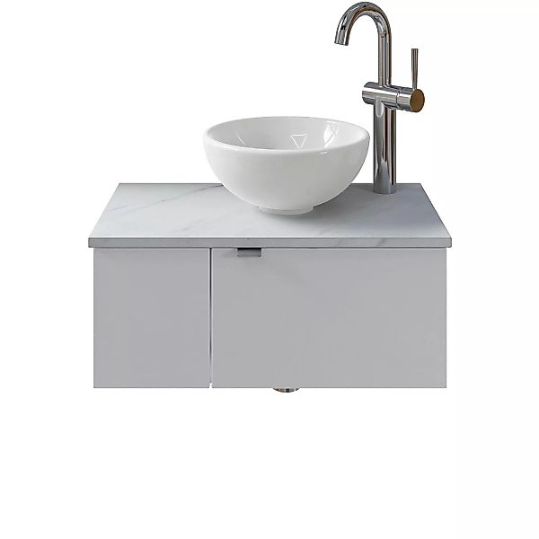 Pelipal Waschtisch-Set V2 Weiß Glanz-Marmor Weiß 2 Türen Anschlag R 61 cm günstig online kaufen
