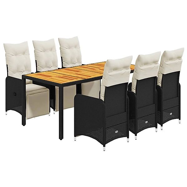 vidaXL 7-tlg Garten-Bistro-Set mit Kissen Schwarz Poly Rattan Modell 4 günstig online kaufen