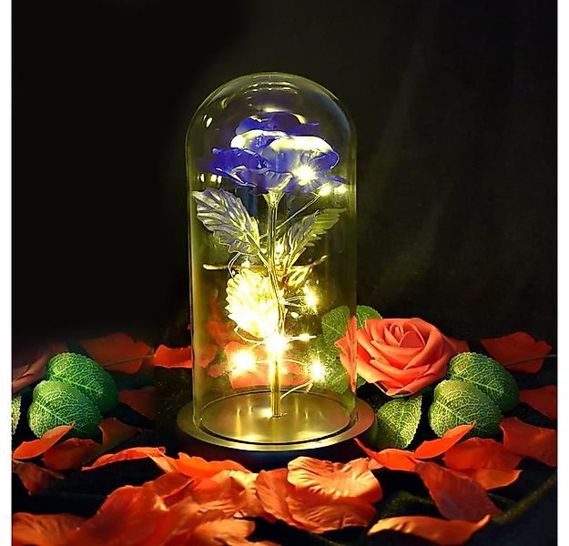 Kunstblume Künstliche Ewige Rose im Glas, Geschenke für Frauen, Batteriebet günstig online kaufen