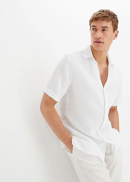 bonprix Kurzarmhemd regular fit Passform, aus reiner Baumwolle, unifarben, günstig online kaufen