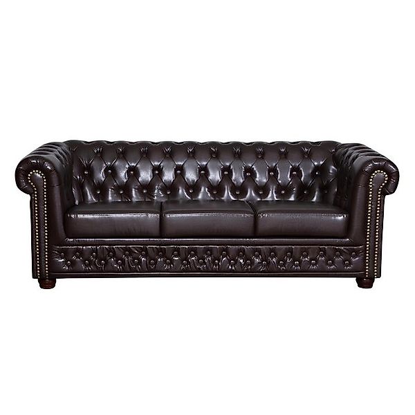 Xlmoebel Sofa Neues 3-Sitzer Ledersofa Chesterfield Couch Polster Textil So günstig online kaufen