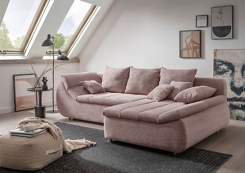 INOSIGN Ecksofa »Imola elegant und bequem, aktuelle Steppung im Sitz, L-For günstig online kaufen