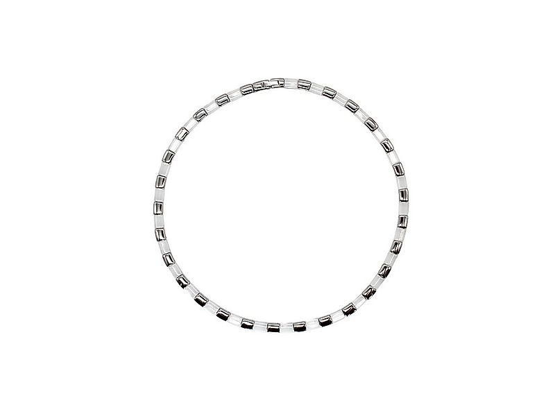 ELLAWIL Collier Collier Halskette aus weißer Keramik / glänzenden Edelstahl günstig online kaufen