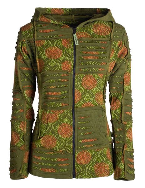 Vishes Kapuzensweatjacke Damen Patchwork Jacke Blumen-Sweatjacke günstig online kaufen