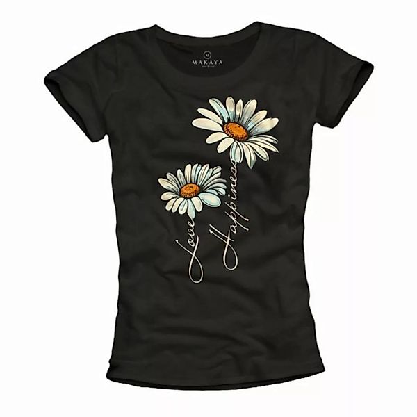 MAKAYA Print-Shirt Blumen Motiv Damen Gänseblümchen Sonnenblume Hippie Mode günstig online kaufen