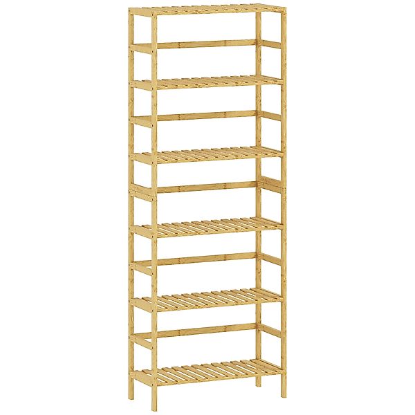 HOMCOM Badregal Standregal Bambus mit 6 verstellbaren Ablagen, Küchenregal günstig online kaufen