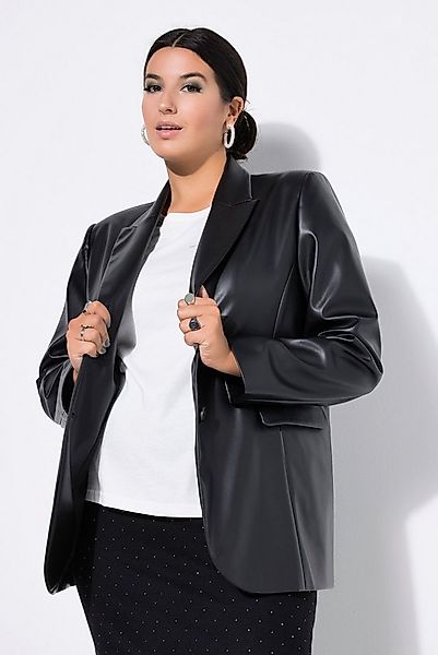 Studio Untold Blusenblazer Blazer oversized Langarm Revers Lederoptik günstig online kaufen