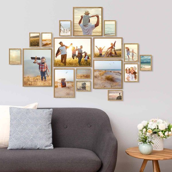 PHOTOLINI Bilderrahmen 17er Set Echtholz-Rahmen schmal, günstig online kaufen
