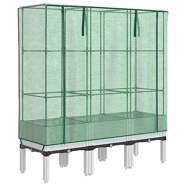 vidaXL Hochbeet mit Gewächshaus-Aufsatz Rattan-Optik 120x40x140 cm 4015848 günstig online kaufen