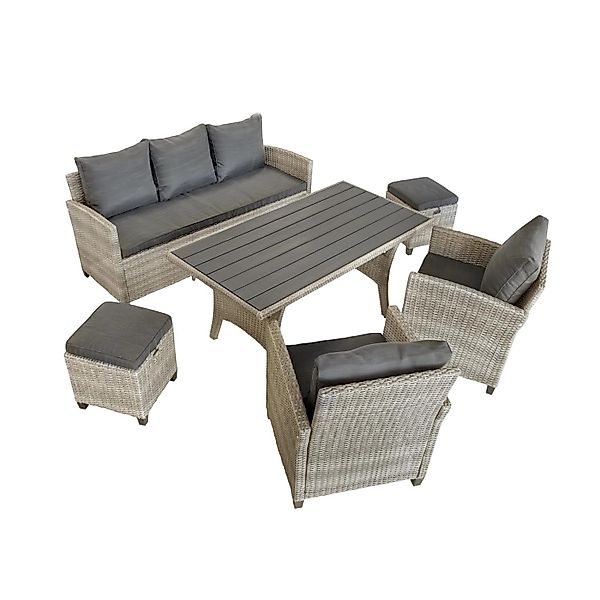 Green Spirit Rattan Gartenlounge Set Alpina II Grau günstig online kaufen