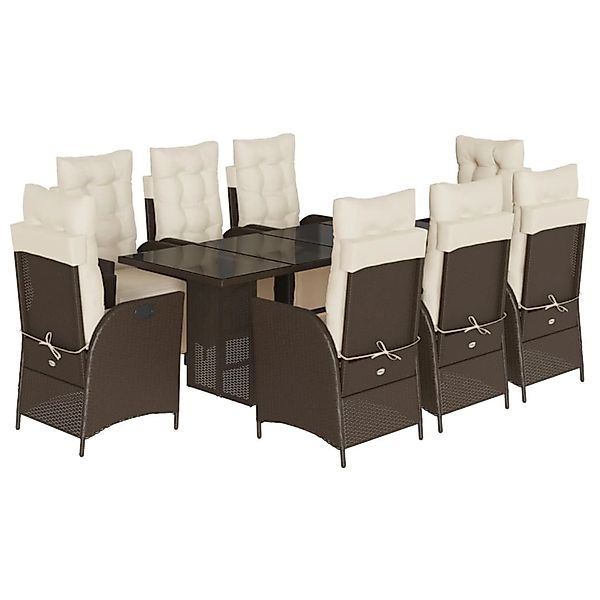 vidaXL 9-Tlg Garten-Essgruppe mit Kissen Braun Poly Rattan 3213355 günstig online kaufen
