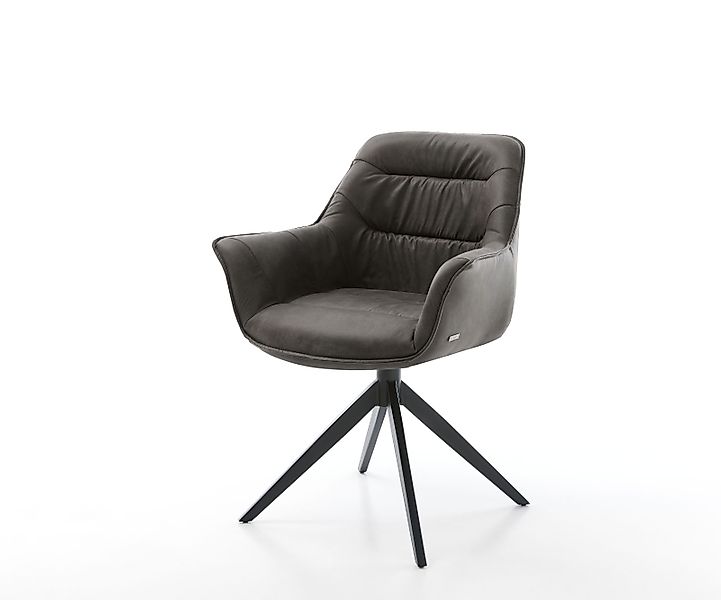 Esszimmerstuhl Kaira-Flex Mikrofaser Anthrazit Vintage Kreuzgestell breit S günstig online kaufen