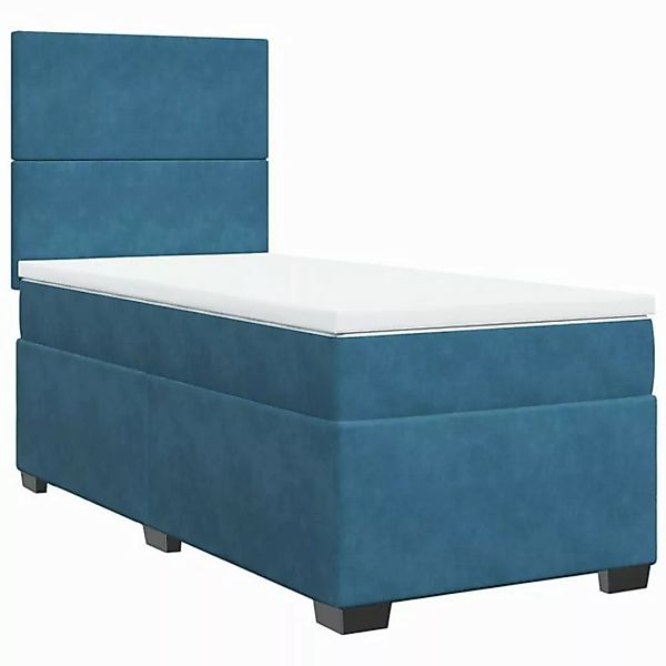 vidaXL Bett Boxspringbett mit Matratze Blau 90x200 cm Samt günstig online kaufen