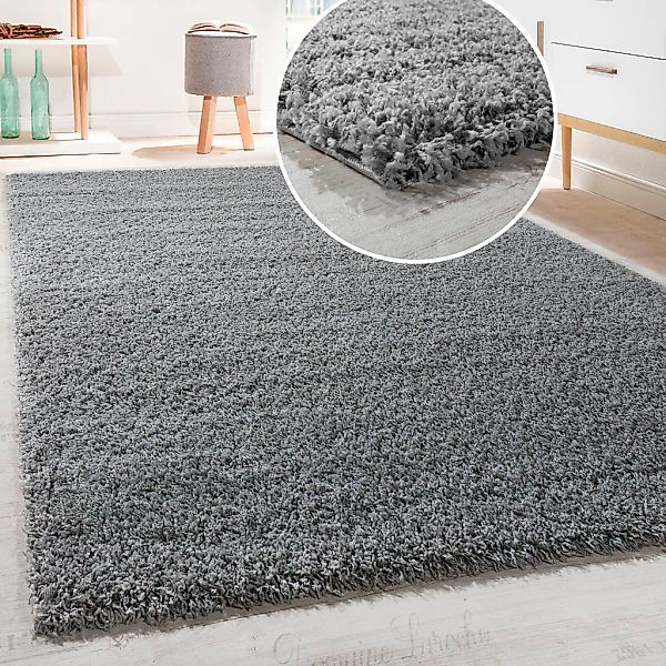 Paco Home Hochflor-Teppich "Sky 250" rechteckig 34 mm Höhe gewebt, Uni-Farb günstig online kaufen