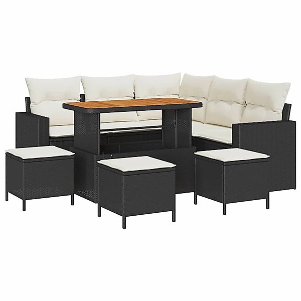 vidaXL Garten-Sofa-Set 9-Tlg Schwarz Poly Rattan 3361620 günstig online kaufen
