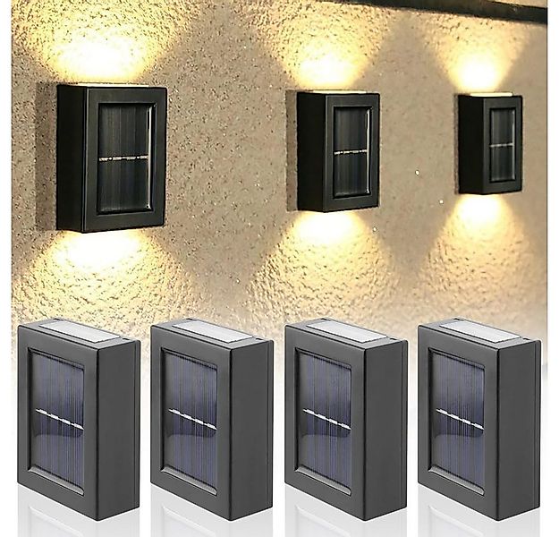 POPOLIC Wandleuchte 4 Stück, IP65 Wasserdichte LED Solarlampen für Außen Wa günstig online kaufen