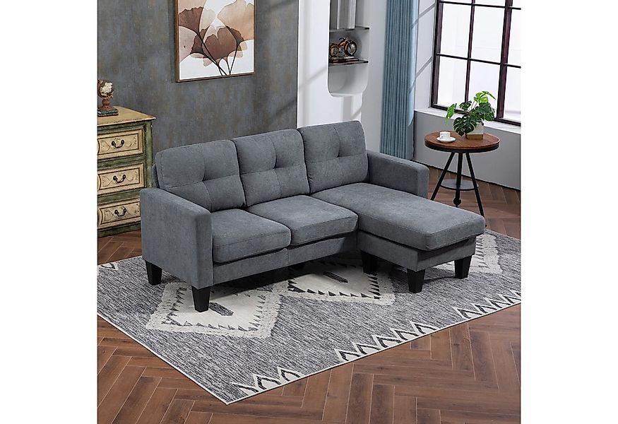 HOMCOM Ecksofa Couch mit Umkehrbarer Chaiselongue, Federkern, Hochdichtem S günstig online kaufen