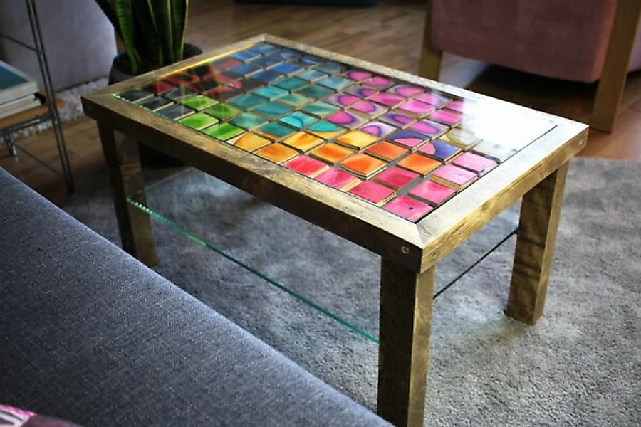 Rainbow Posies - Couchtisch , Coffee Table , Kunstvoller Unikater Couchtisc günstig online kaufen