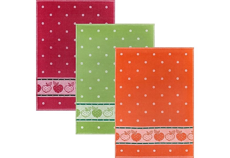 Kracht Geschirrtuch Geschirrtuch "Äpfel" 3er-Pack, Halbleinen Motiv günstig online kaufen