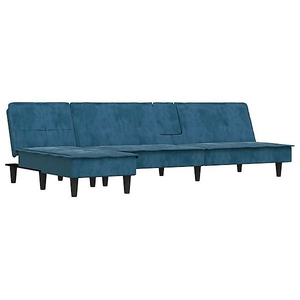 vidaXL Schlafsofa, Sofa in L-Form Blau 255x140x70 cm Samt günstig online kaufen