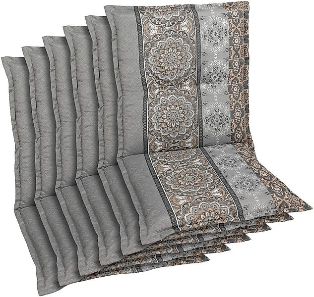 GO-DE Sesselauflage, (Spar-Set, 6 St), Ornamentstreifen grau - Maße BxLxH c günstig online kaufen