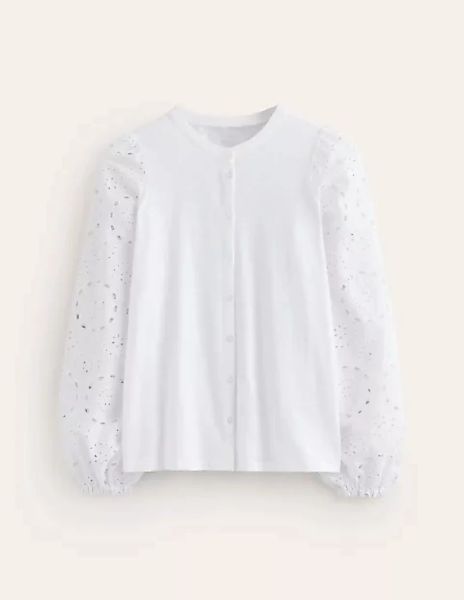 Marina Besticktes Hemd Damen Boden, Weiß günstig online kaufen