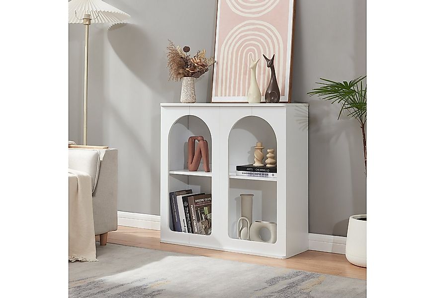 en.casa Sideboard, »Trorhun« mit 4 offenen Fächern 80 x 30 x 80 cm Weiß günstig online kaufen