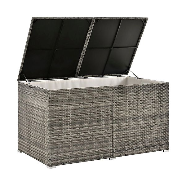 Juskys Polyrattan Gartenmöbel Auflagenbox Ikaria mit Innenplane in Grau Mel günstig online kaufen