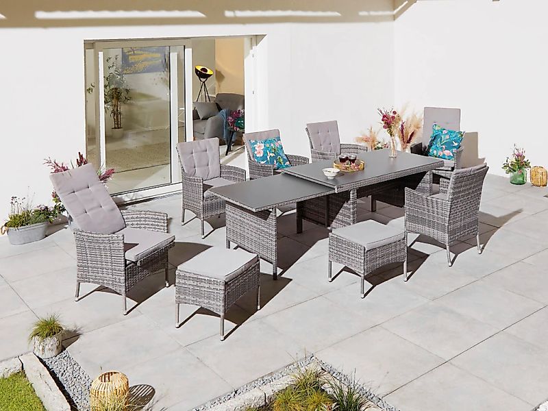 KONIFERA Garten-Essgruppe "Parla" Set, 6xSessel, 1x AZ-Tisch 150-242,5cm,2x günstig online kaufen